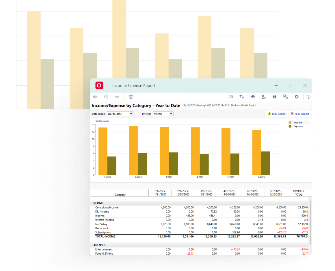 Generate business and tax reports 