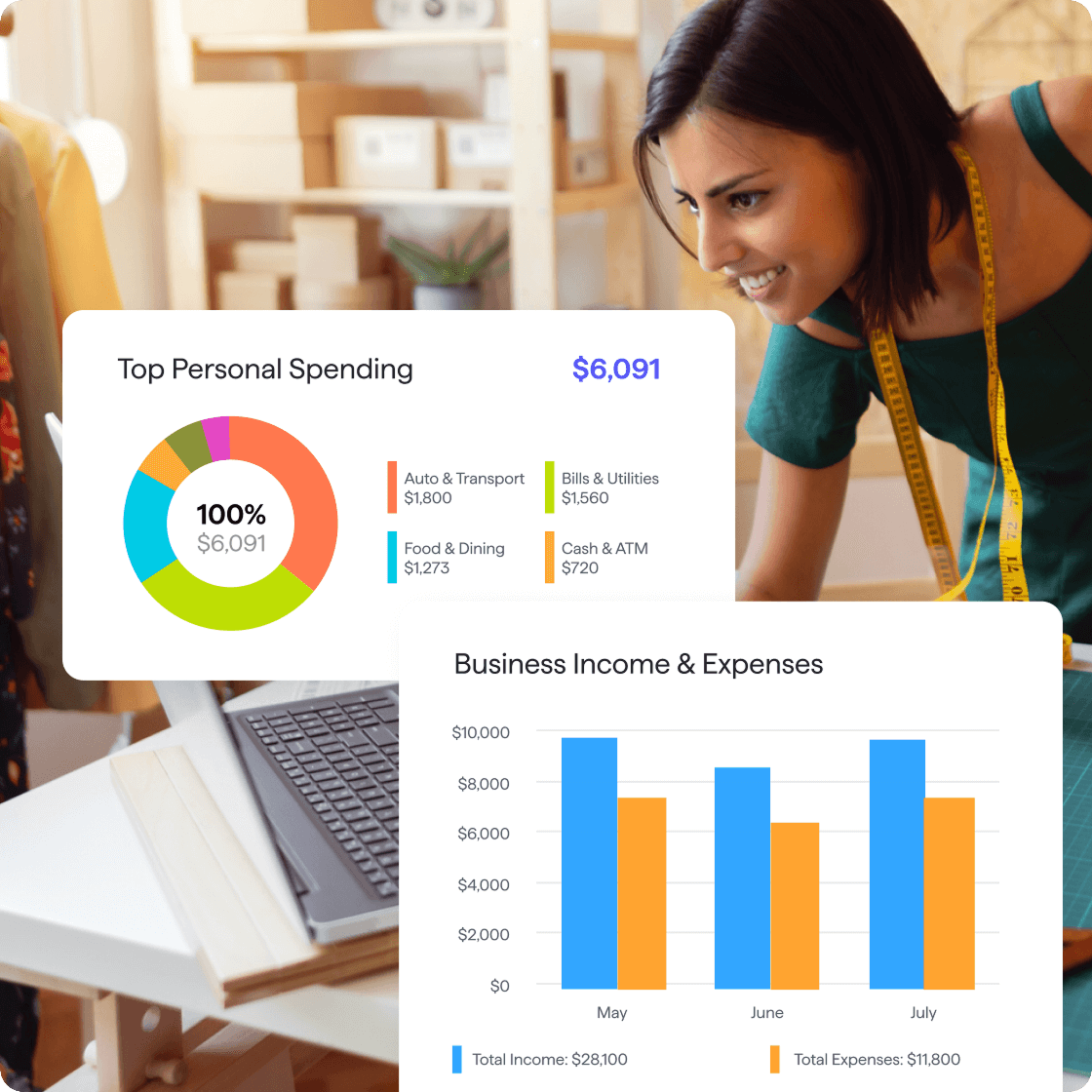 Person reviewing financial dashboard